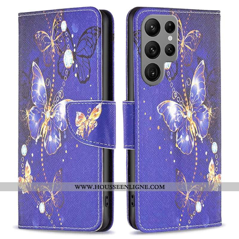 Housse Samsung Galaxy S24 Ultra 5G Papillons violets