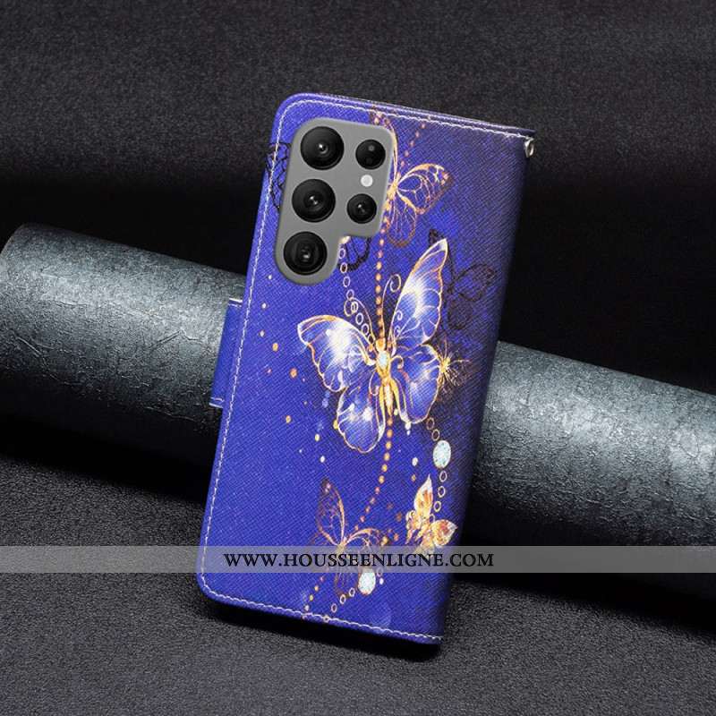 Housse Samsung Galaxy S24 Ultra 5G Papillons violets