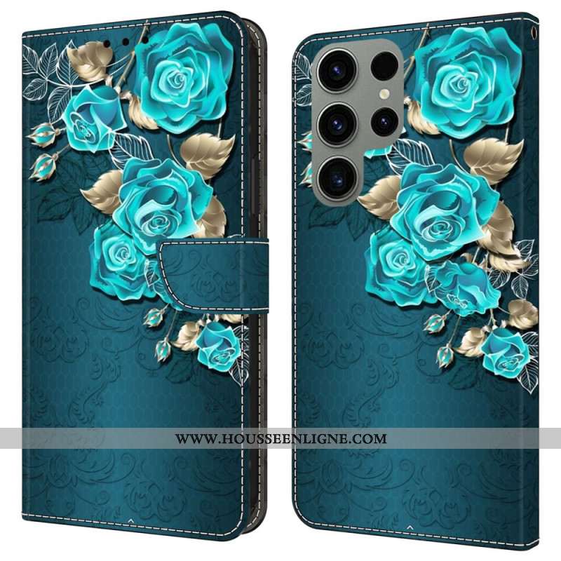 Housse Samsung Galaxy S24 Ultra 5G Roses Bleues