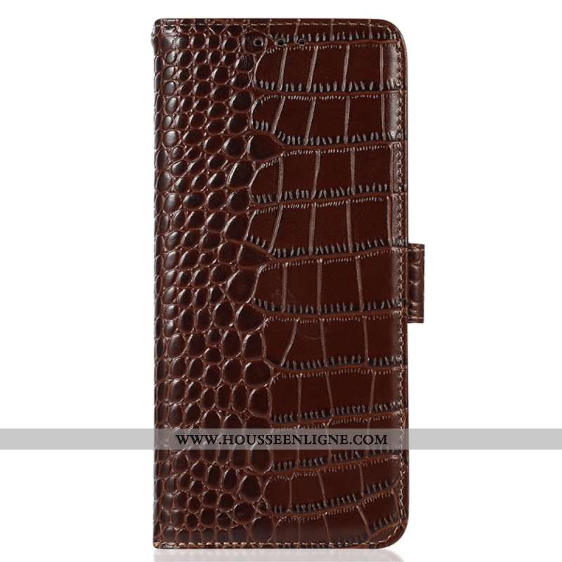 Housse Samsung Galaxy S24 Ultra 5G Style Crocodile avec Technologie de Blocage RFID