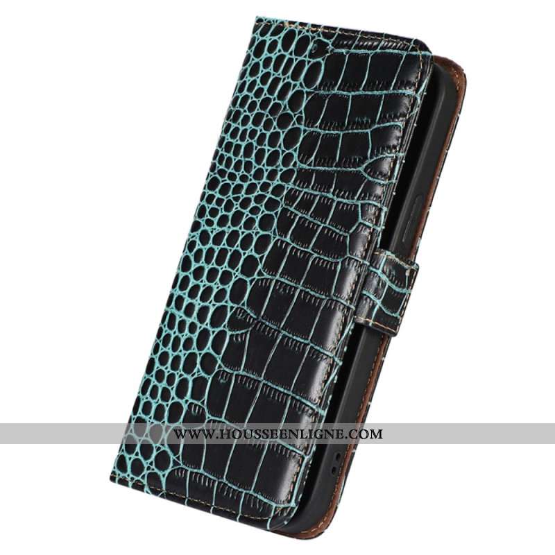 Housse Samsung Galaxy S24 Ultra 5G Style Crocodile avec Technologie de Blocage RFID