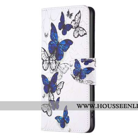 Housse Samsung Galaxy S24 Ultra 5G Vol de Papillons Bleus