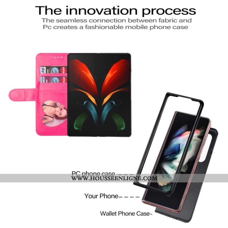 Housse Samsung Galaxy Z Fold 5 Porte-Monnaie Paillettes à Lanière