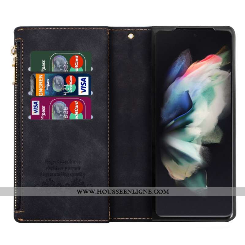 Housse Samsung Galaxy Z Fold 5 Porte-Monnaie avec Lanière