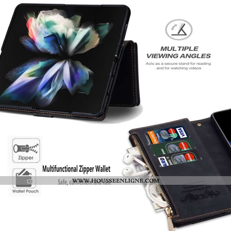 Housse Samsung Galaxy Z Fold 5 Porte-Monnaie avec Lanière