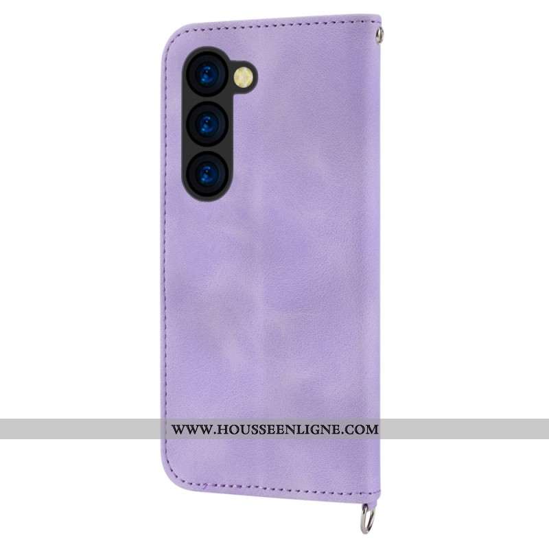 Housse Samsung Galaxy Z Fold 6 Motif Dentelle avec Lanière et Bandoulière