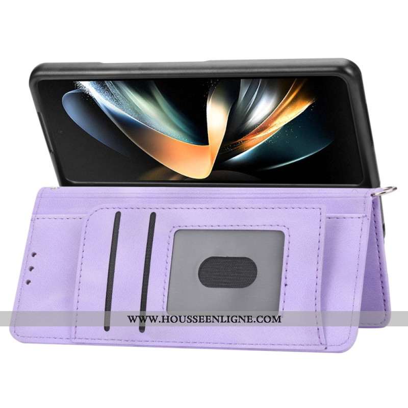 Housse Samsung Galaxy Z Fold 6 Motif Dentelle avec Lanière et Bandoulière