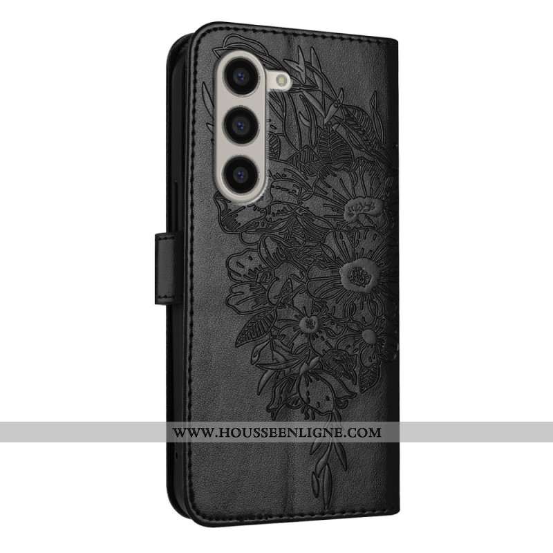 Housse Samsung Galaxy Z Fold 6 Papillon Floral à Lanière