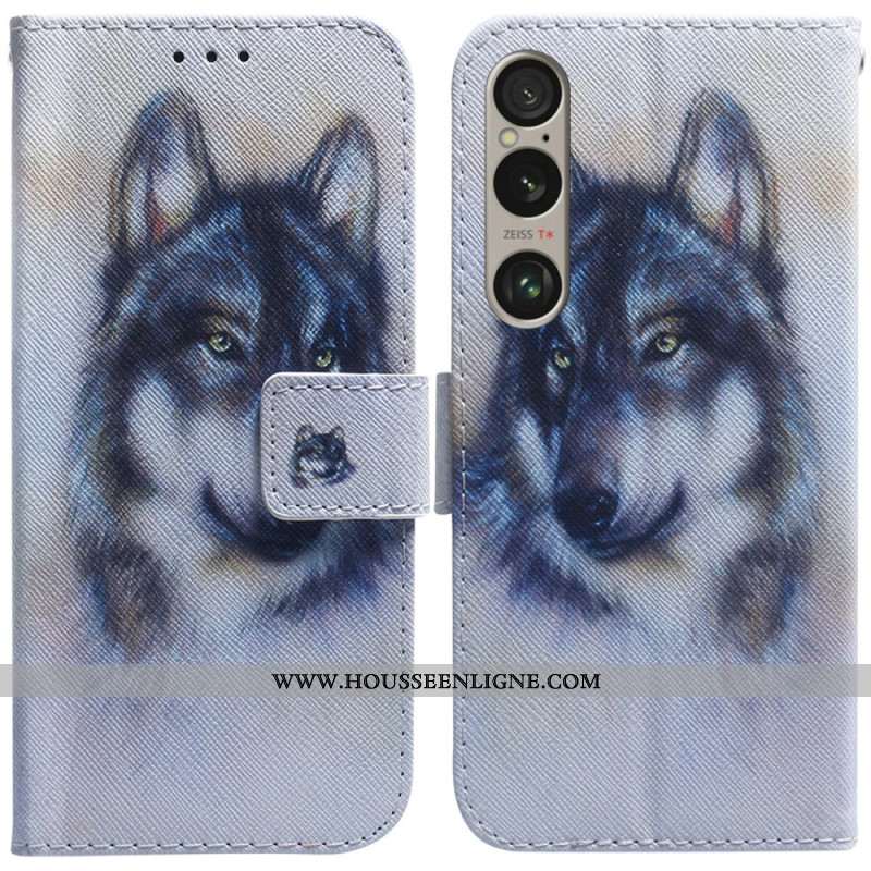 Housse Sony Xperia 1 VI Loup Aquarelle