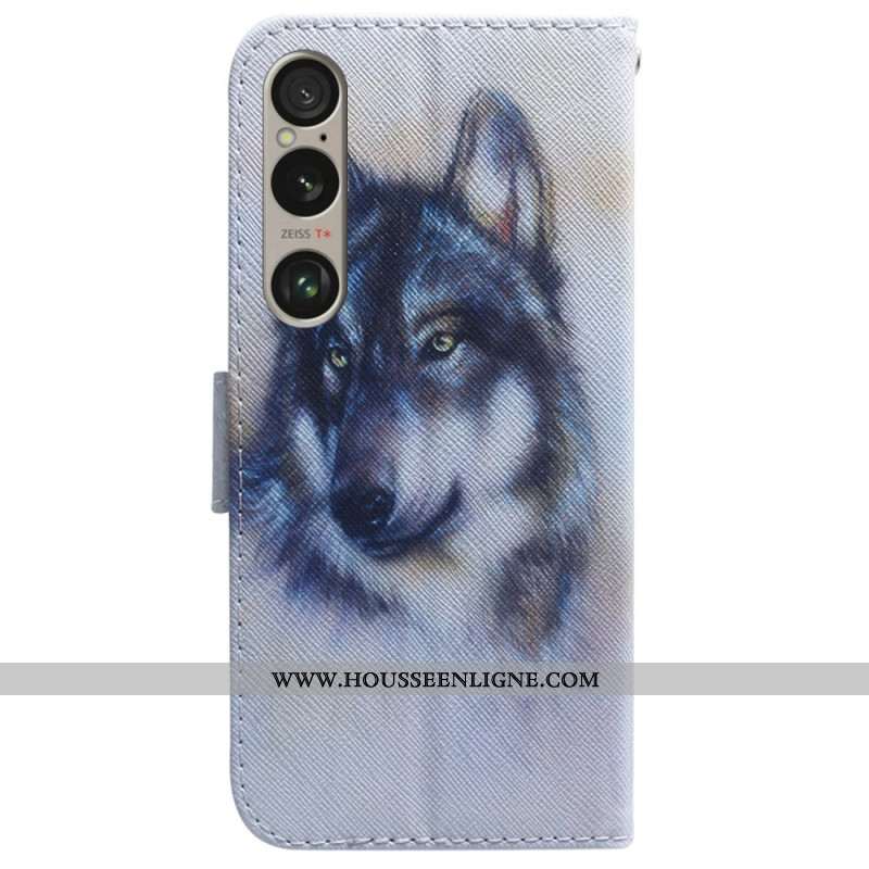 Housse Sony Xperia 1 VI Loup Aquarelle