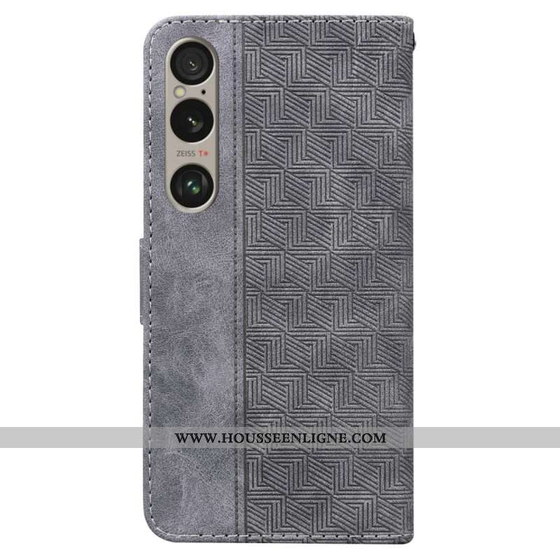 Housse Sony Xperia 1 VI Motif Tissé à Lanière