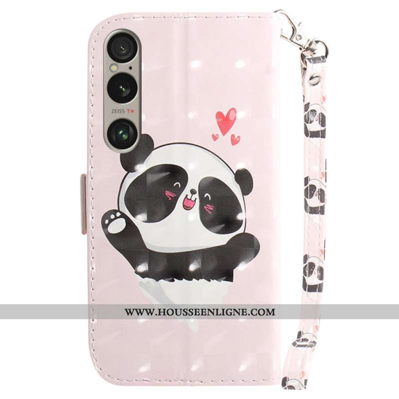 Housse Sony Xperia 1 VI Panda Love à Lanière