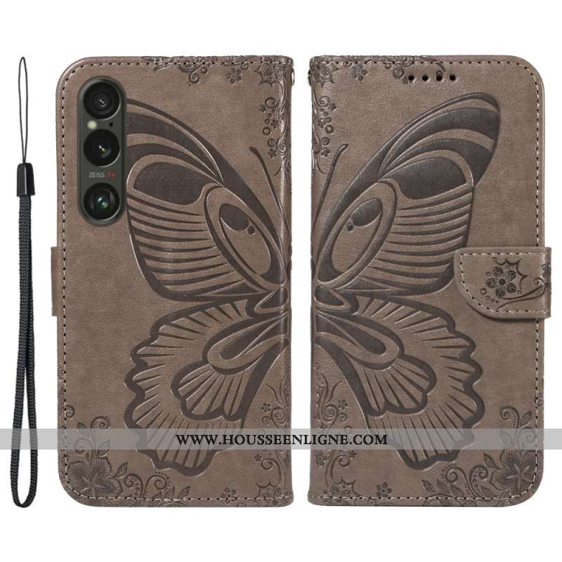 Housse Sony Xperia 1 VI Papillon Graphique à Lanière