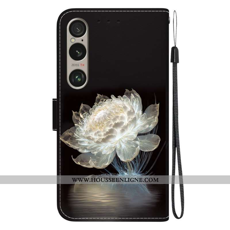 Housse Sony Xperia 1 VI Pivoine Cristal à Lanière