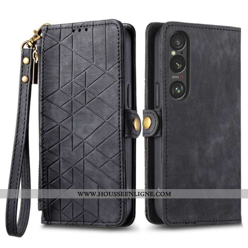 Housse Sony Xperia 1 VI Portefeuille Motifs Géométriques