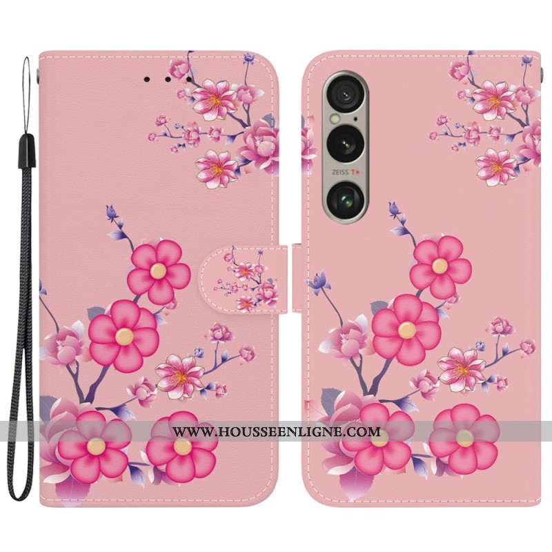 Housse Sony Xperia 1 VI Sakura à Lanière