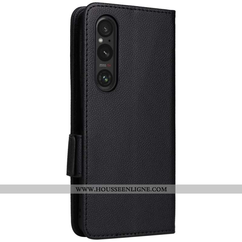 Housse Sony Xperia 1 VI Simili Cuir Litchi à Lanière