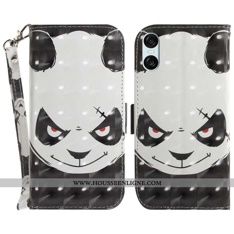 Housse Sony Xperia 10 VI Angry Panda à Lanière