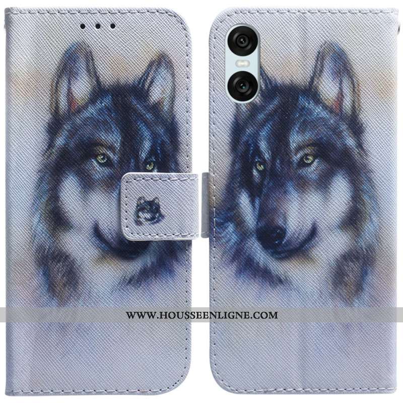 Housse Sony Xperia 10 VI Loup Aquarelle