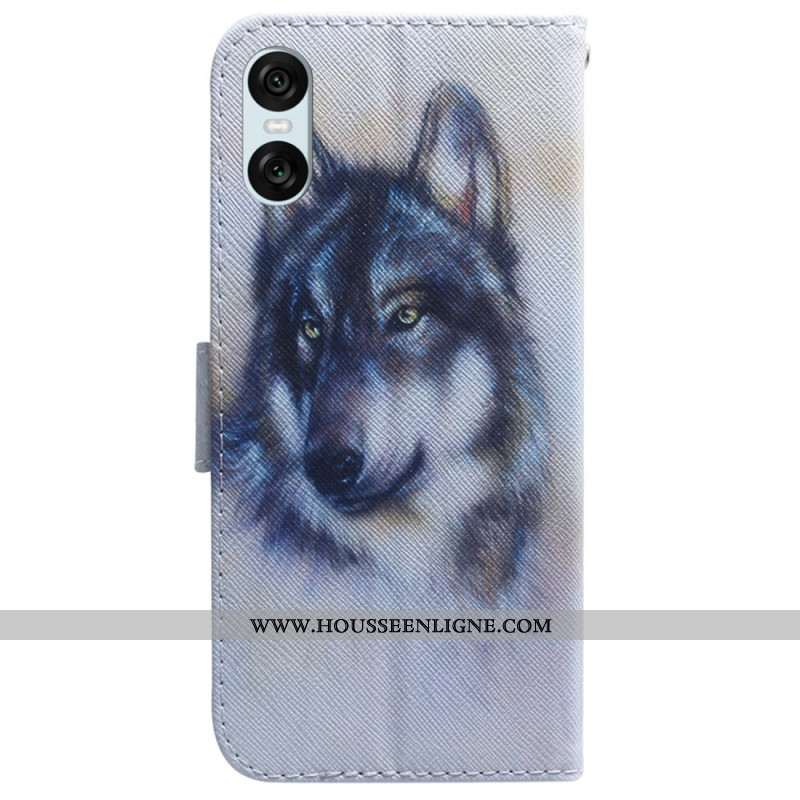 Housse Sony Xperia 10 VI Loup Aquarelle