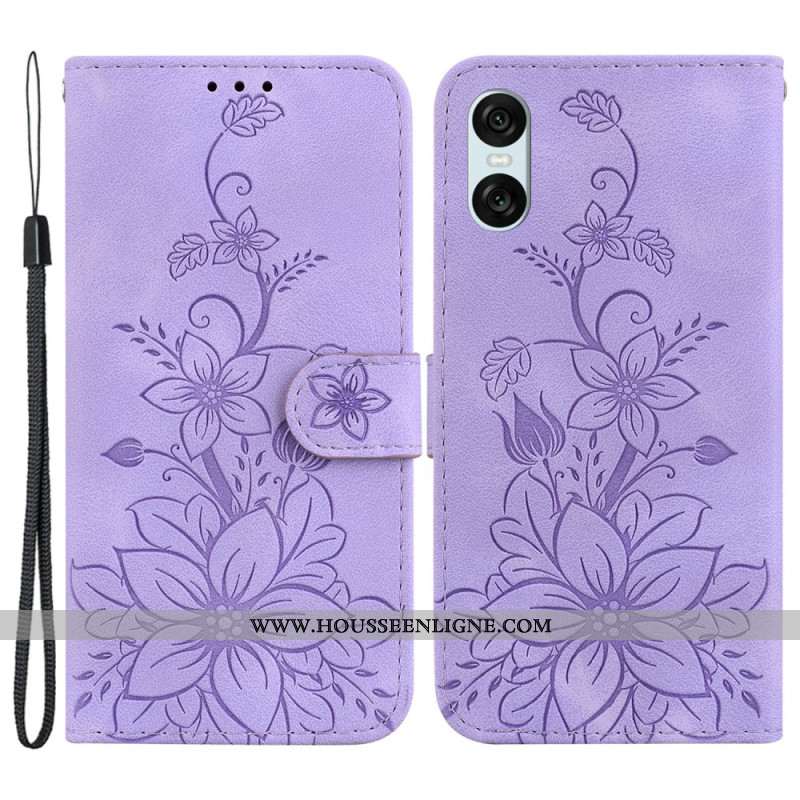 Housse Sony Xperia 10 VI Motif Floral à Lanière