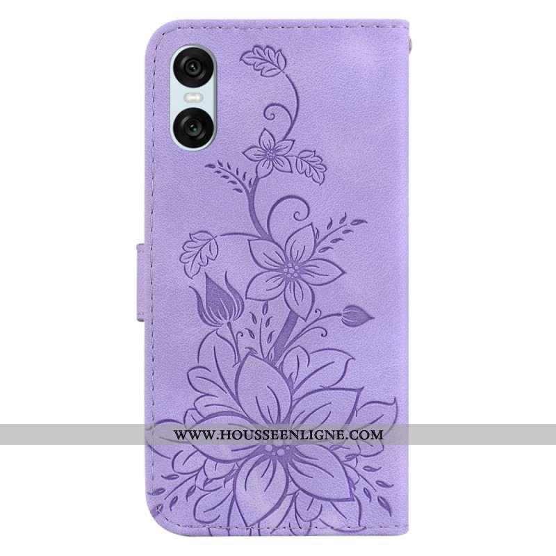 Housse Sony Xperia 10 VI Motif Floral à Lanière