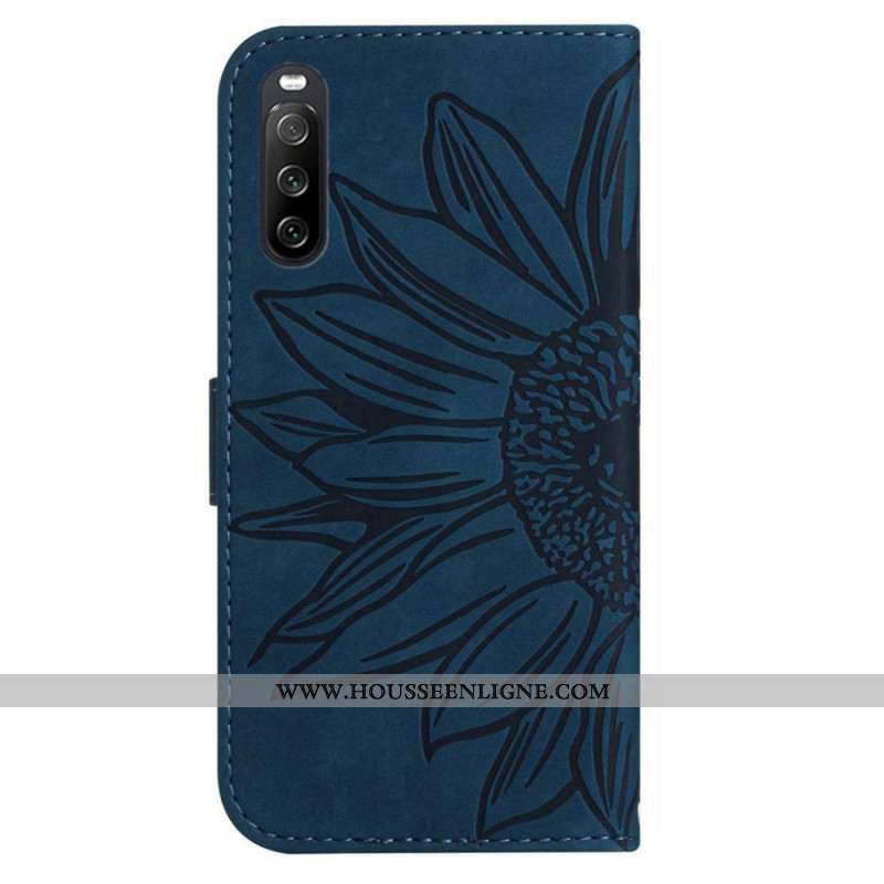 Housse Sony Xperia 10 VI Motif Tournesol à Lanière