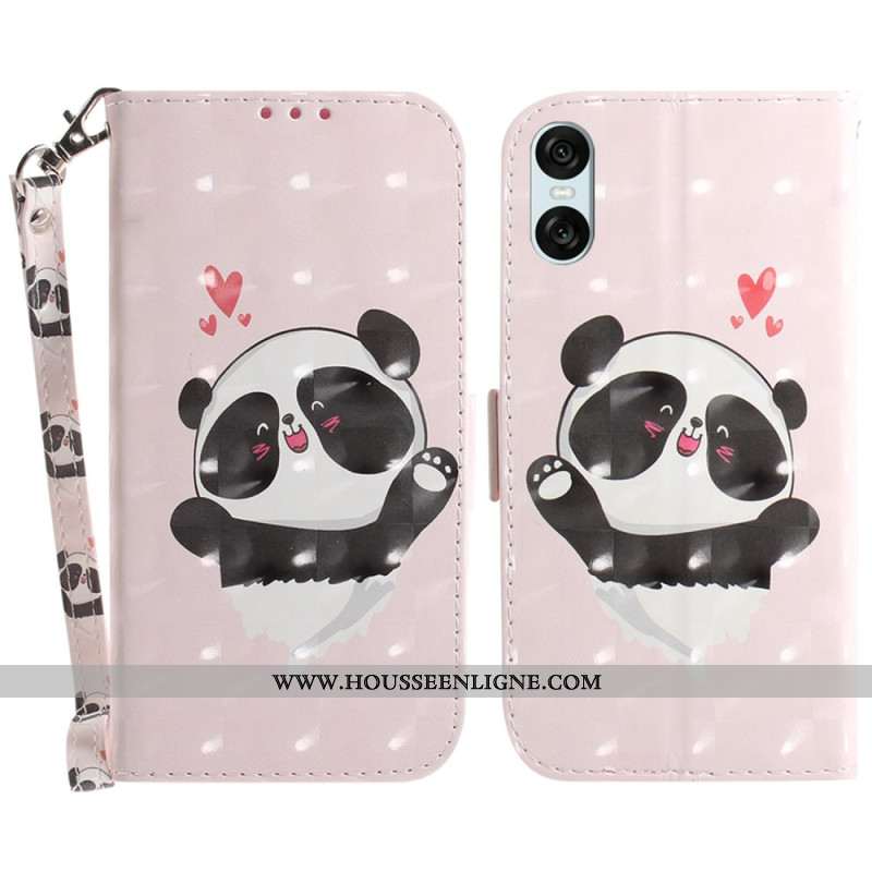 Housse Sony Xperia 10 VI Panda Love à Lanière