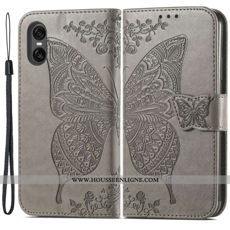 Housse Sony Xperia 10 VI Papillon Baroque à Lanière