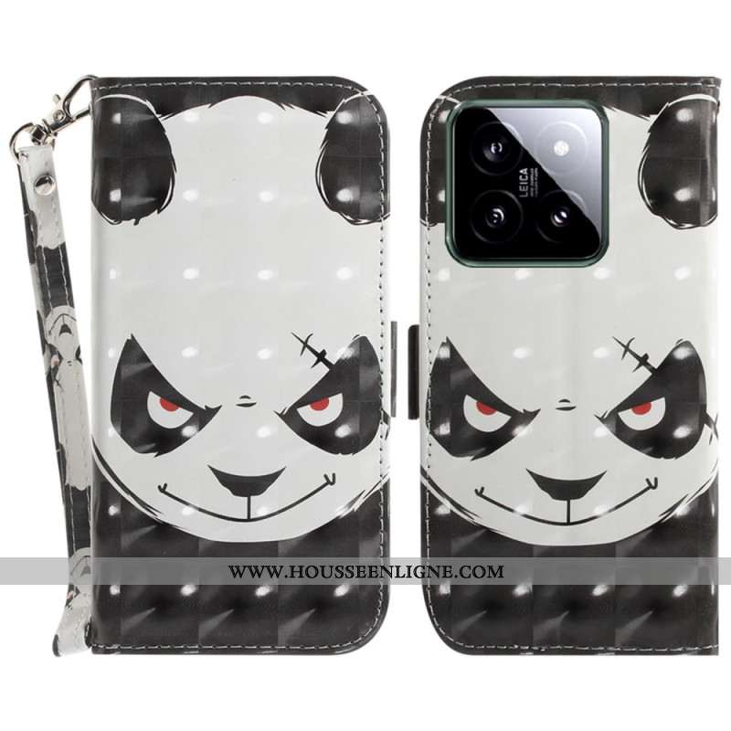 Housse Xiaomi 14 Angry Panda à Lanière