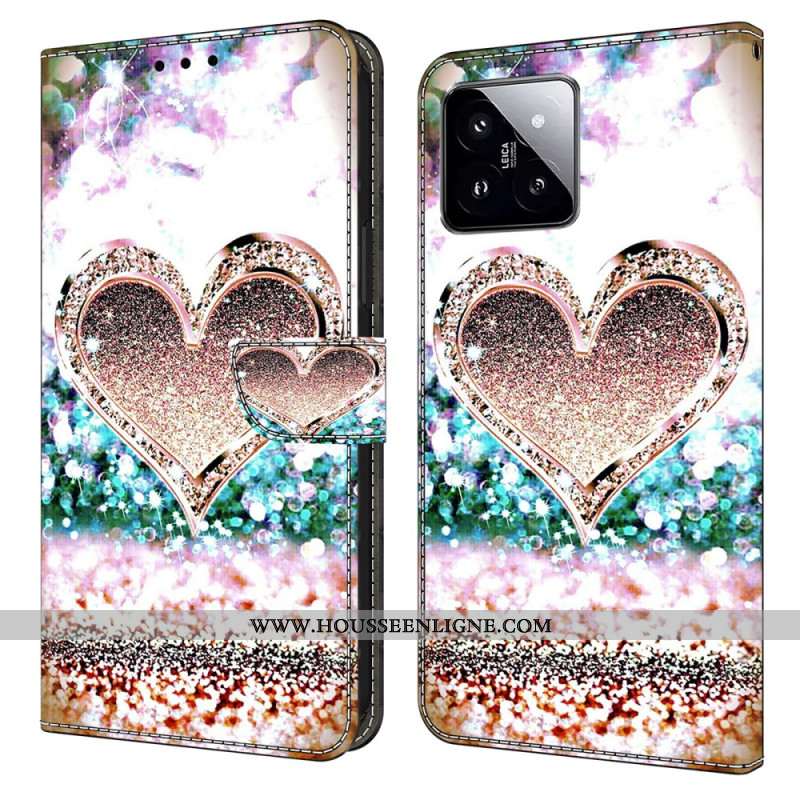 Housse Xiaomi 14 Coeur en Diamants Roses