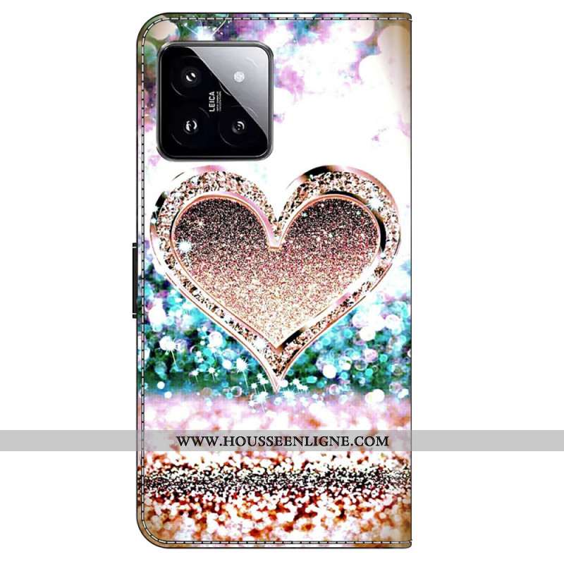 Housse Xiaomi 14 Coeur en Diamants Roses