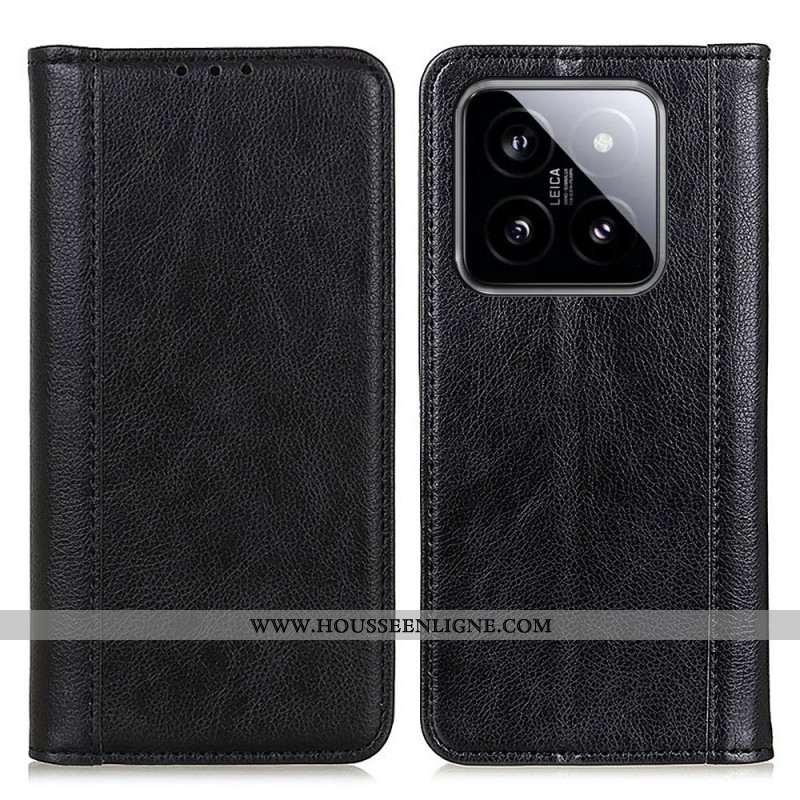 Housse Xiaomi 14 Cuir Fendu Litchi