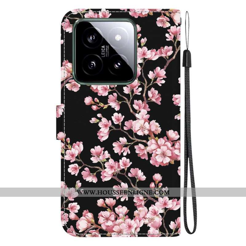 Housse Xiaomi 14 Fleurs de Prunier à Lanière