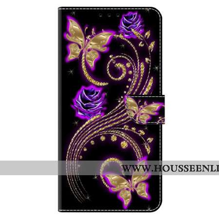 Housse Xiaomi 14 Fleurs violettes et Papillons