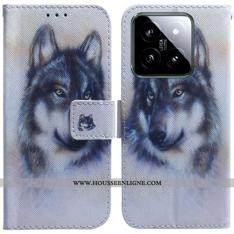 Housse Xiaomi 14 Loup Aquarelle