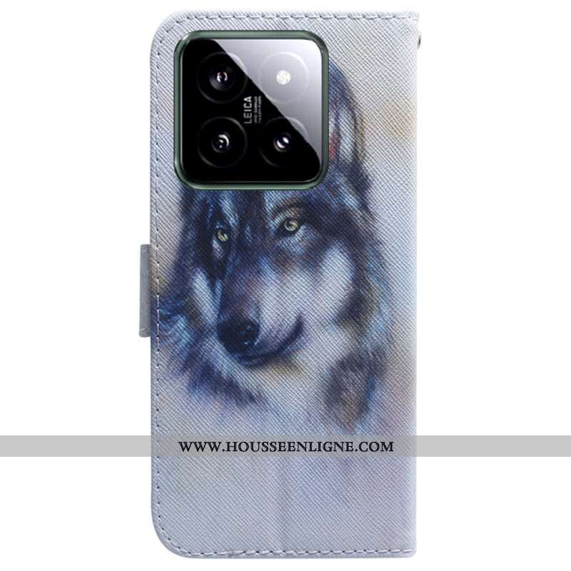 Housse Xiaomi 14 Loup Aquarelle