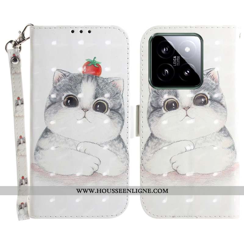 Housse Xiaomi 14 Mignon Chat à Lanière