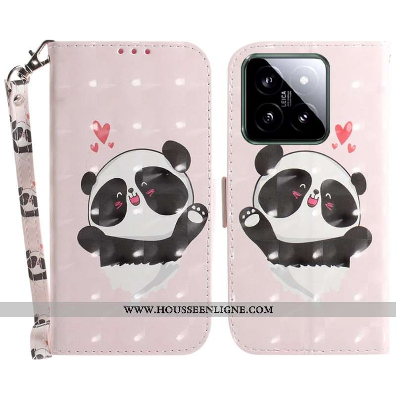 Housse Xiaomi 14 Panda Love à Lanière