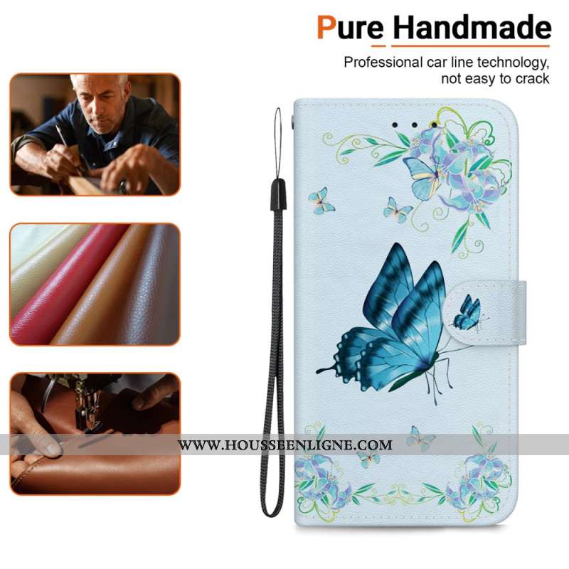 Housse Xiaomi 14 Papillon Bleu et Fleurs