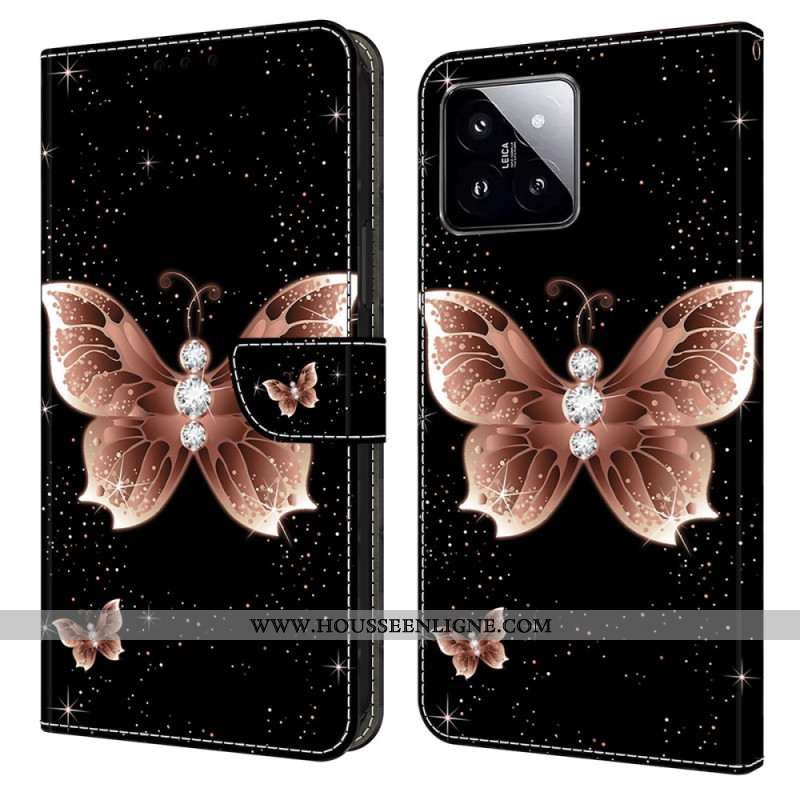 Housse Xiaomi 14 Papillon Diamant Rose