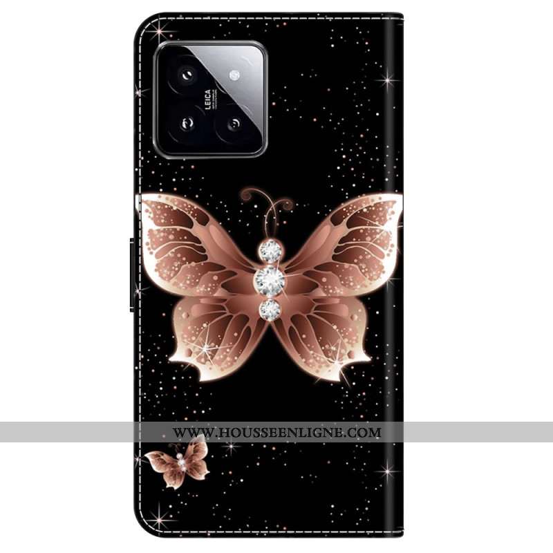 Housse Xiaomi 14 Papillon Diamant Rose