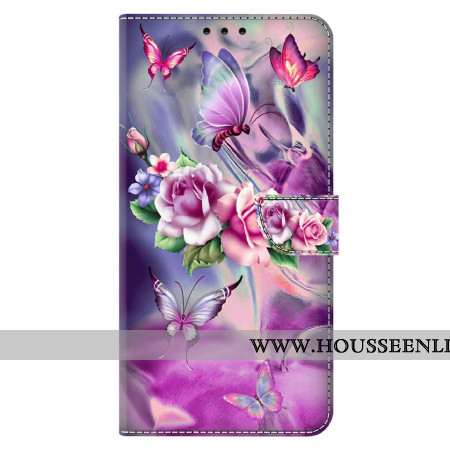 Housse Xiaomi 14 Papillons et Fleurs Violets