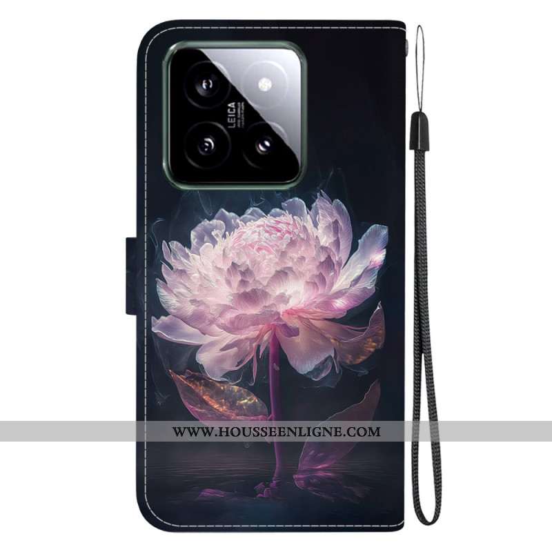 Housse Xiaomi 14 Pivoine Pourpre à Lanière