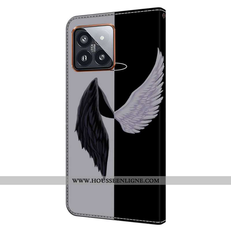 Housse Xiaomi 14 Pro Ailes Noires et Blanches