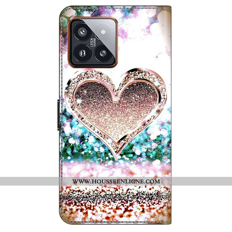 Housse Xiaomi 14 Pro Coeur en Diamants Roses