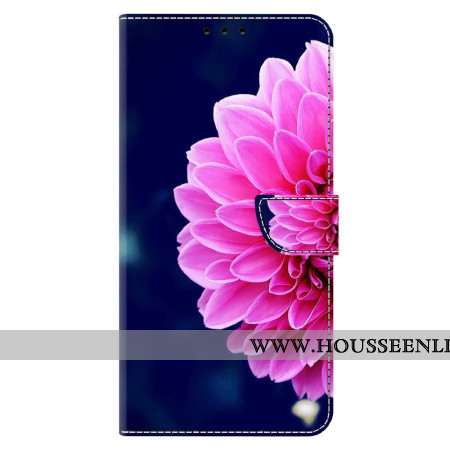 Housse Xiaomi 14 Pro Fleur Rose sur Fond Bleu