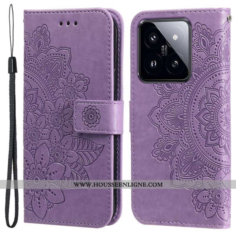 Housse Xiaomi 14 Pro Motif Floral à Lanière