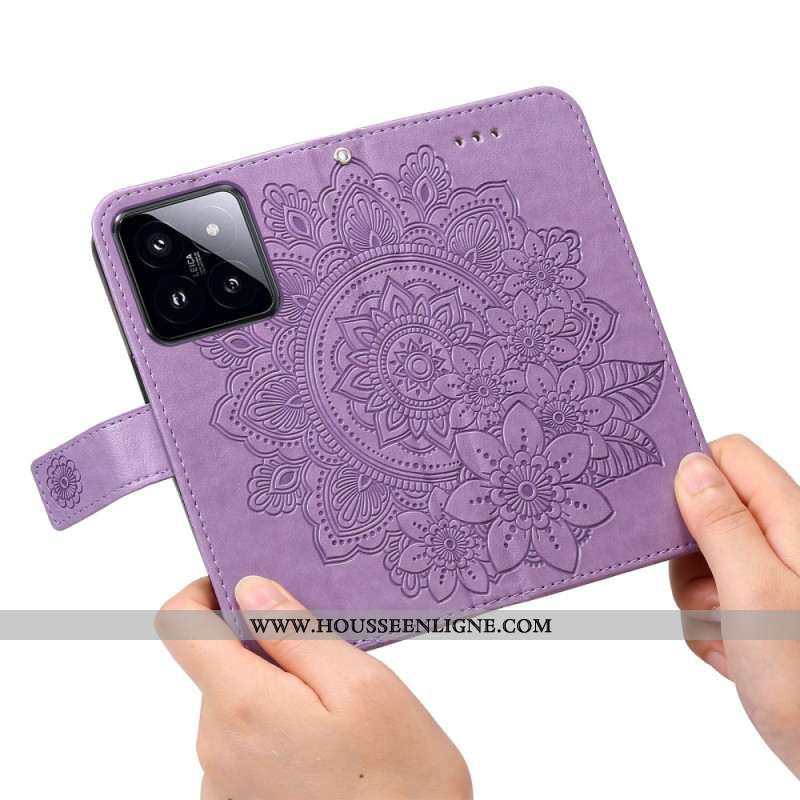 Housse Xiaomi 14 Pro Motif Floral à Lanière