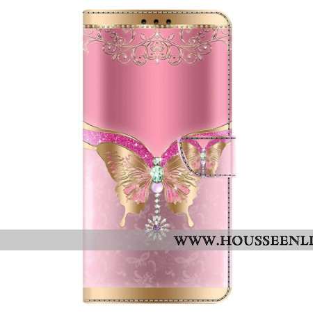 Housse Xiaomi 14 Pro Papillon Rose et Or